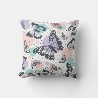 Colourful Pastel Butterfly Sketches Cushion
