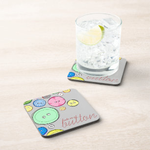Colourful Pastel Buttons Coaster