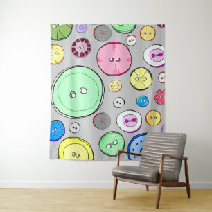 Colourful Pastel Buttons Tapestry