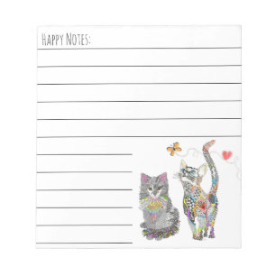 Colourful Pastel Cat and Kitten Notepad