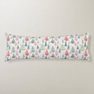 Colourful Pastel Christmas Pine Trees Pattern Body Cushion