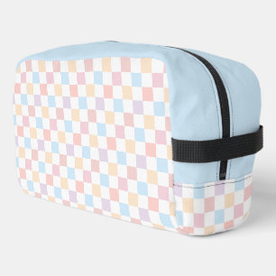 Colourful Pastel Colours Cute Chequered Pattern Dopp Kit