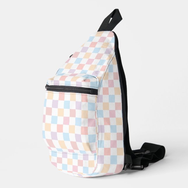 Colourful Pastel Colours Cute Retro Check Pattern Sling Bag (Right Corner)