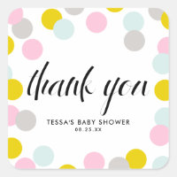 Colourful Pastel Confetti Dots Frame Thank You
