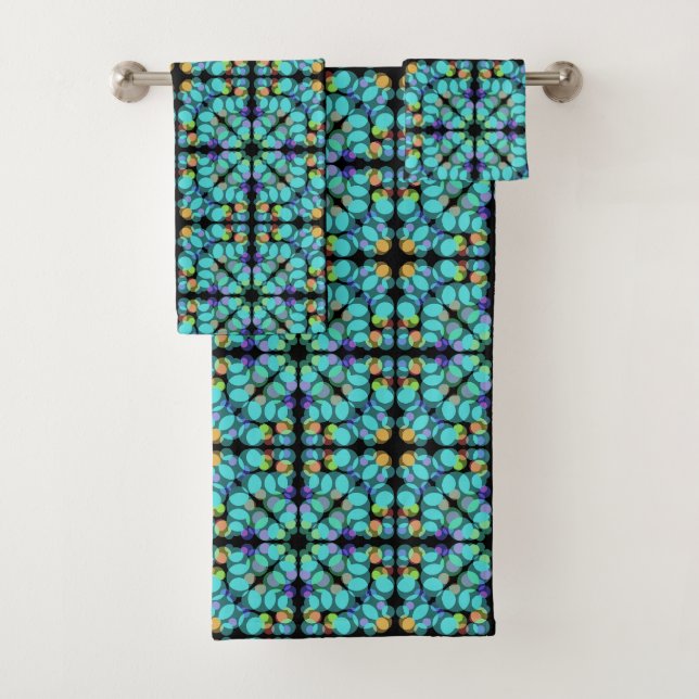 Colourful Pastel Dots Translucent Repeat Pattern Bath Towel Set (Insitu)