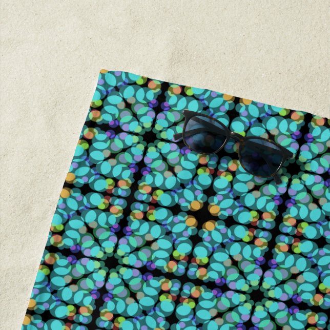 Colourful Pastel Dots Translucent Repeat Pattern Beach Towel (In Situ)