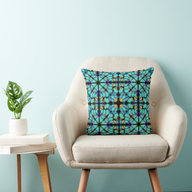 Colourful Pastel Dots Translucent Repeat Pattern Cushion (Chair)
