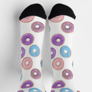 Colourful pastel doughnut illustration socks