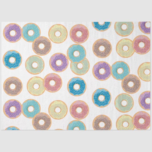 Colourful Pastel Doughnuts & Sprinkles Pattern Tissue Paper (Front)