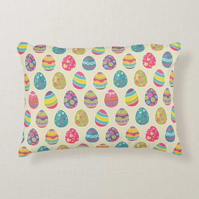 Colourful Pastel Easter Eggs Cute Pattern Decorative Cushion (Front)