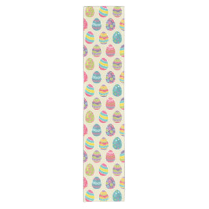 Colourful Pastel Easter Eggs Cute Pattern Short Table Runner