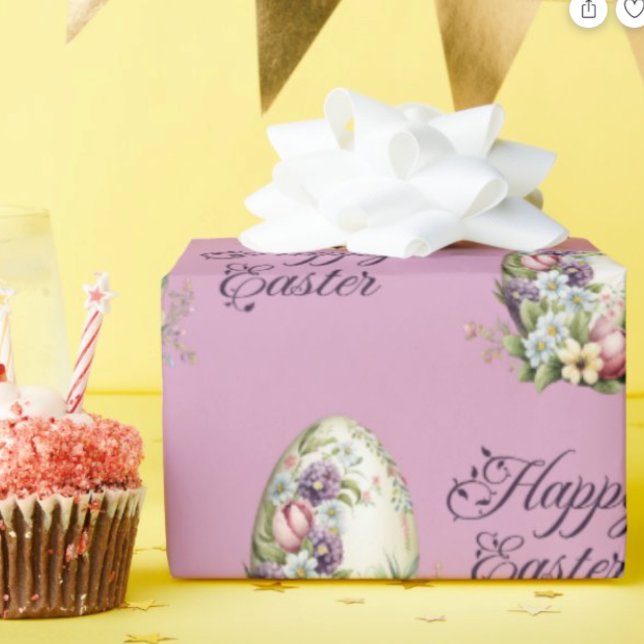 Colourful Pastel Easter Eggs Floral Pattern Purple Wrapping Paper (Creator Uploaded)