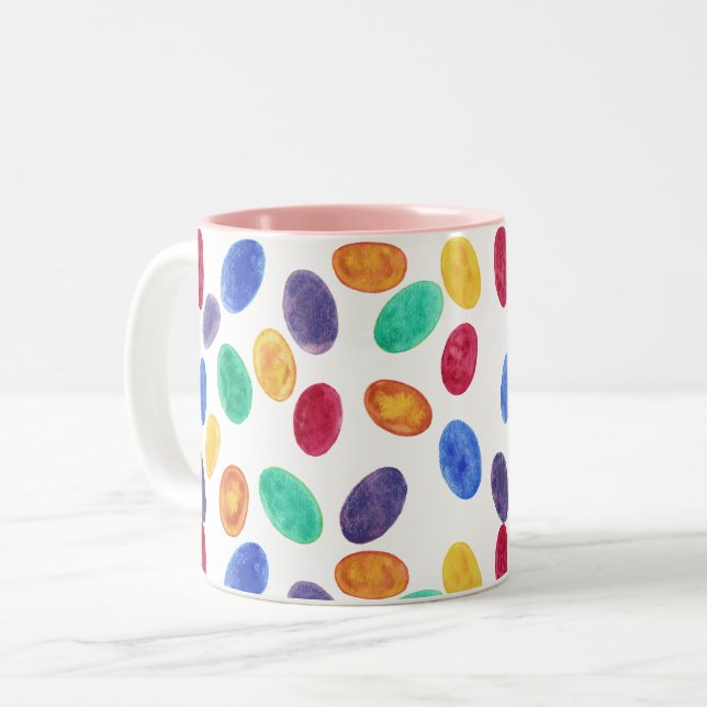 Colourful Pastel Easter Eggs, Jelly Beans, Mugs (Front Left)