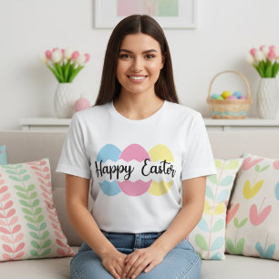 Colourful Pastel Eggs Happy Easter T-Shirt