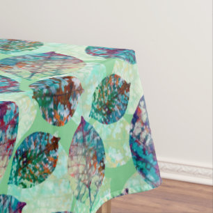 Colourful Pastel Fall Leaves Tablecloth
