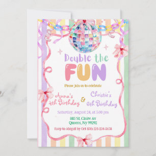 Colourful Pastel Fancy Double the fun birthday Invitation
