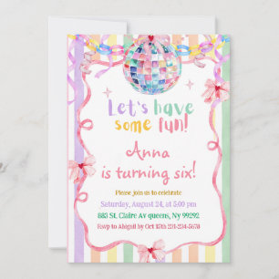 Colourful Pastel Fancy Girl Birthday party Invitation