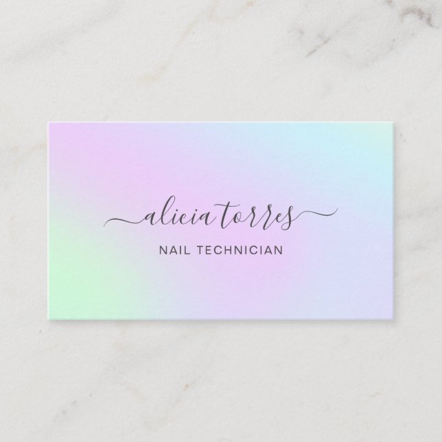 Colourful Pastel Feminine Pretty Holographic Business Card (Front)