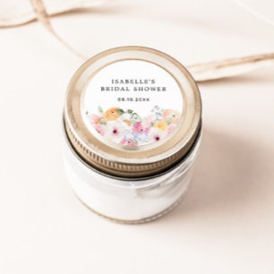 Colourful Pastel Floral Bridal Shower Classic Round Sticker