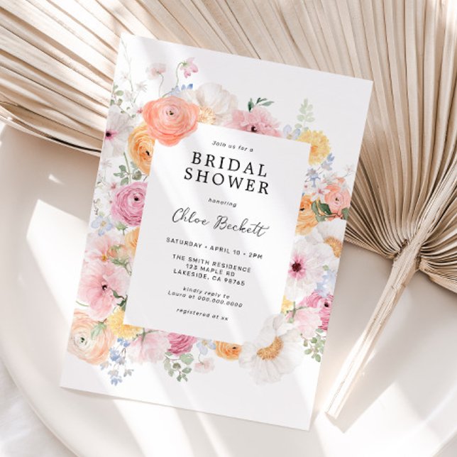 Colourful Pastel Floral Bridal Shower Invitation (Creator Uploaded)