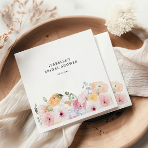 Colourful Pastel Floral Bridal Shower Napkin