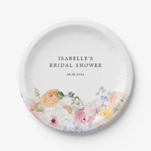Colourful Pastel Floral Bridal Shower Paper Plate