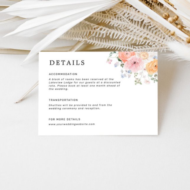 Colourful Pastel Floral Wedding Details Enclosure Card (Creator Uploaded)