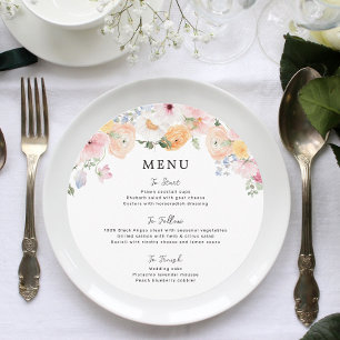 Colourful Pastel Floral Wedding Menu