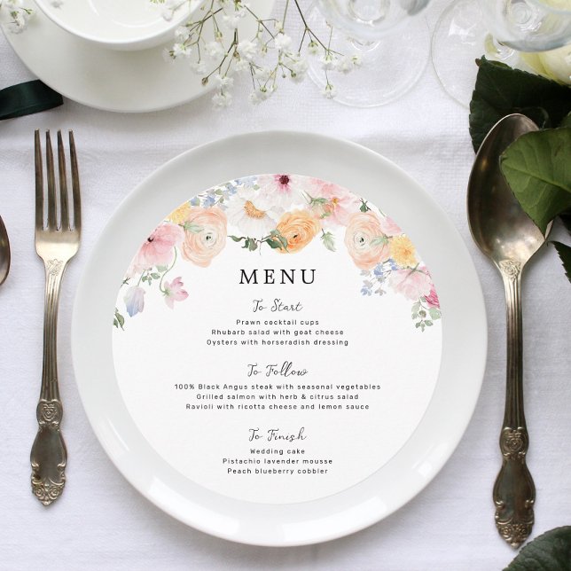 Colourful Pastel Floral Wedding Menu (Creator Uploaded)