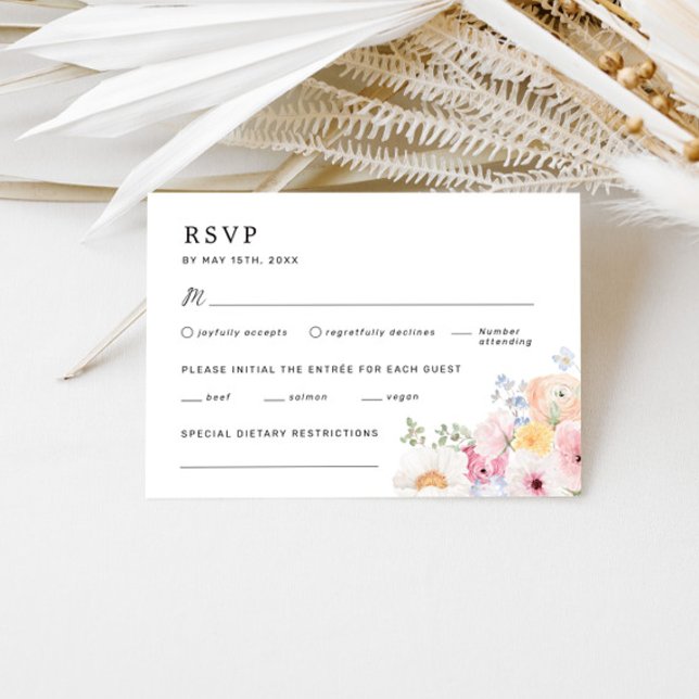 Colourful Pastel Floral Wedding RSVP Card (Creator Uploaded)