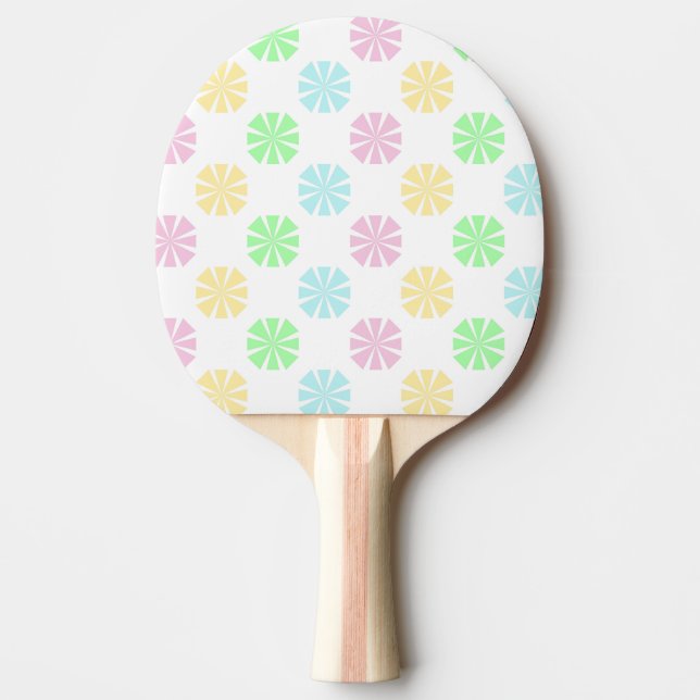 Colourful pastel flower pattern ping pong paddle (Front)
