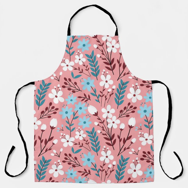 Colourful pastel Flower Seamless Pattern with pink Apron (Front)