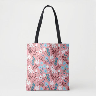 Colourful pastel Flower Seamless Pattern with pink Tote Bag
