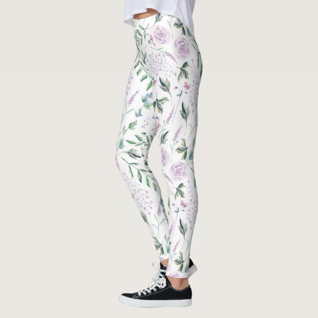 Colourful pastel flowers fairytales pattern leggings (Left)