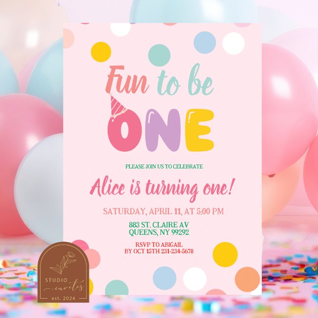 Colourful Pastel Fun to be ONE Birthday Invitation (Creator Uploaded)