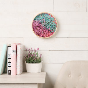Colourful Pastel Gypsophila Baby Breath Flowers Pa Clock