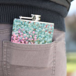 Colourful Pastel Gypsophila Baby Breath Flowers Pa Hip Flask