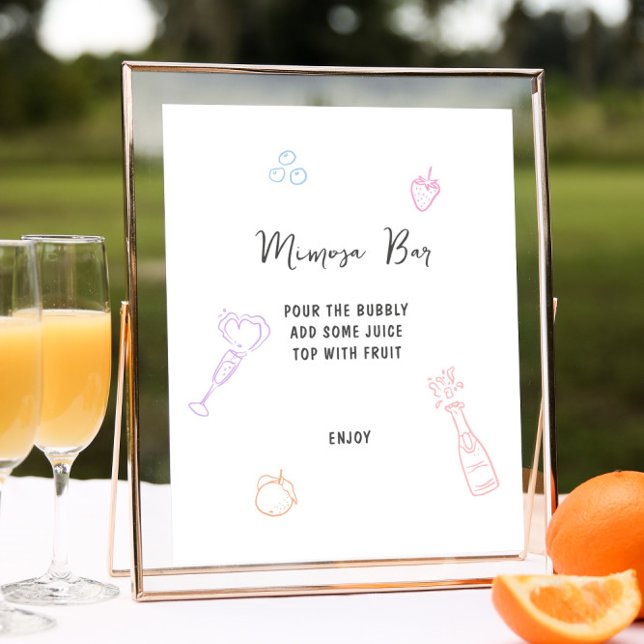 Colourful Pastel Hand Drawn Mimosa Bar Poster (Creator Uploaded)