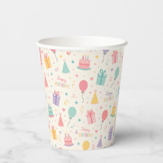 Colourful Pastel Happy Birthday Party Cup