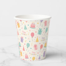 Colourful Pastel Happy Birthday Party Cup