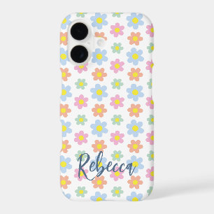 Colourful pastel hippy flowers girly 70s design