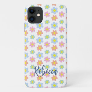 Colourful pastel hippy flowers girly 70s design Case-Mate iPhone case