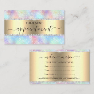 Colourful Pastel Holographic Glitter Diamonds Appointment Card