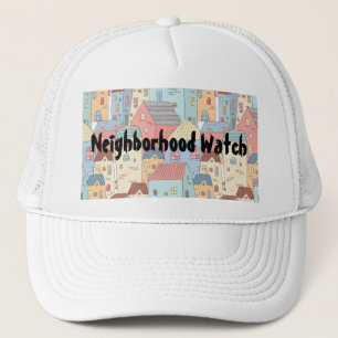 Colourful Pastel Houses Neighbourhood Watch Trucker Hat
