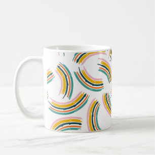 Colourful pastel lines and shapes. Rainbow shapes, Coffee Mug