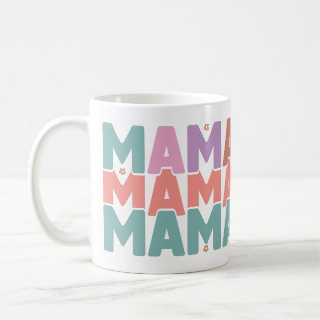 Colourful Pastel MAMA Gift Mum Coffee Mug (Left)
