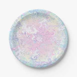 Colourful Pastel Marble Swirls  Paper Plate