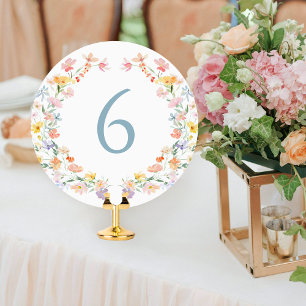 Colourful Pastel Meadow Wild Flower Table Number