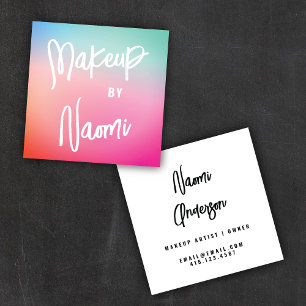 Colourful Pastel + Modern Calligraphy Script Square Business Card