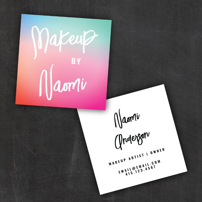 Colourful Pastel + Modern Calligraphy Script Square Business Card (Creator Uploaded)